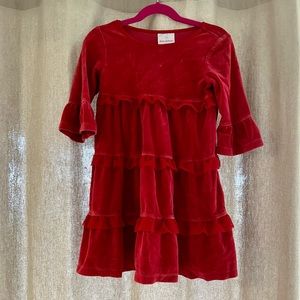 Hanna Andersson Red Velour Ruffle Tiered Dress